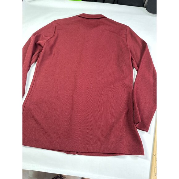 Vintage Kenar Studio Womens Size 10 Burgundy Ribbed Button Top with Necklace - Picture 7 of 8